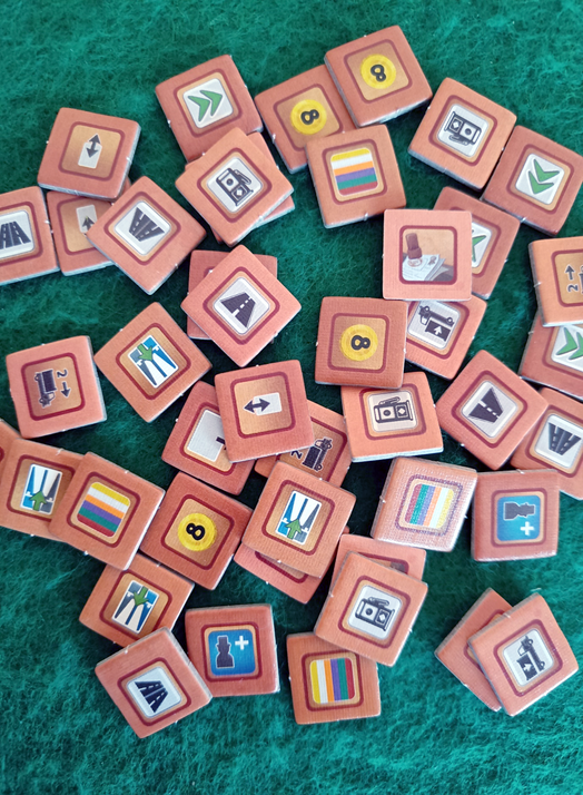some counters from the Autobahn boardgame